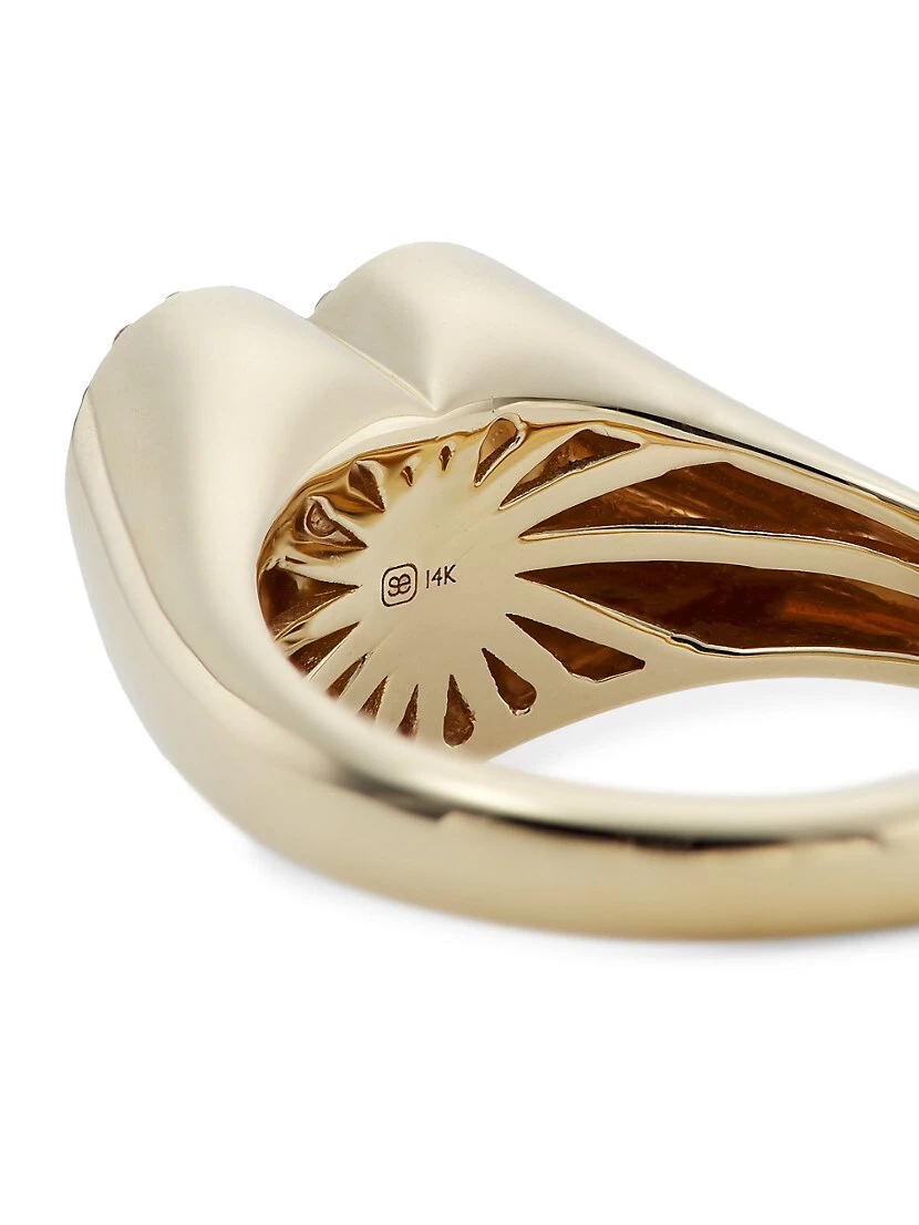 14K Gold & Diamond Heart Signet Ring 5 14K Gold & Diamond Heart Signet Ring - Image 3