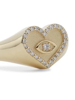 14K Gold & Diamond Heart Signet Ring 9 14K Gold & Diamond Heart Signet Ring -Fashion Jewelry & Accessories 0400015215124 A3