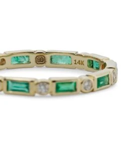 14K Yellow Gold, Emerald, & Diamond Eternity Ring -Fashion Jewelry & Accessories 0400015215141 A3