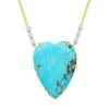 14K Gold, Diamond & Turquoise Heart Necklace -Fashion Jewelry & Accessories 0400015219962 GOLD