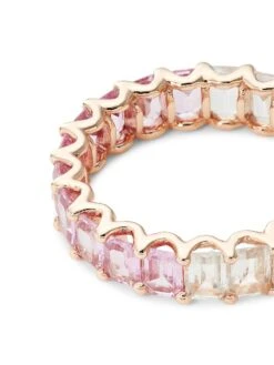 14K Rose Gold, Pink Sapphire & White Topaz Eternity Band -Fashion Jewelry & Accessories 0400015275040 A2