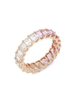 14K Rose Gold, Pink Sapphire & White Topaz Eternity Band