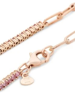 14K Rose Gold & Pink Sapphire Half-&-Half Tennis Bracelet -Fashion Jewelry & Accessories 0400015279978 A2