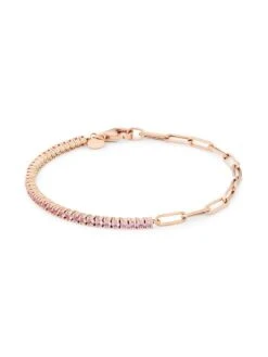 14K Rose Gold & Pink Sapphire Half-&-Half Tennis Bracelet