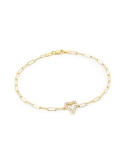 14K Yellow Gold & 0.24 TCW Diamond Heart Bracelet