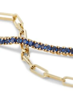 14K Yellow Gold & Blue Sapphire Half-&-Half Tennis Bracelet 9 14K Yellow Gold & Blue Sapphire Half-&-Half Tennis Bracelet -Fashion Jewelry & Accessories 0400015279998 A3
