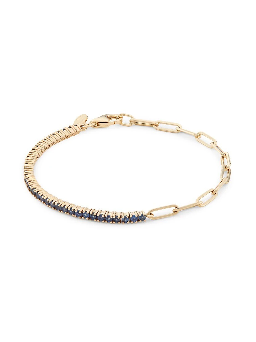 14K Yellow Gold & Blue Sapphire Half-&-Half Tennis Bracelet 3 14K Yellow Gold & Blue Sapphire Half-&-Half Tennis Bracelet
