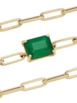 14K Gold & Emerald Paperclip Chain Bracelet -Fashion Jewelry & Accessories 0400015280016 A3