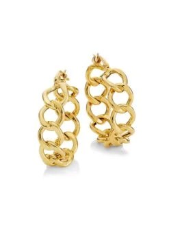 14K Gold Chain Hoop Earrings