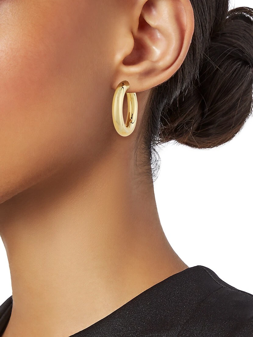 14K Gold Tube Hoop Earrings 4 14K Gold Tube Hoop Earrings - Image 2