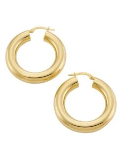 14K Gold Tube Hoop Earrings