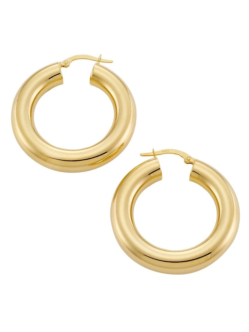 14K Gold Tube Hoop Earrings 3 14K Gold Tube Hoop Earrings