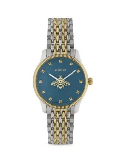 Gucci G-Timeless Stainless Steel & Yellow Gold PVD Bracelet Watch