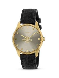 Gucci G-Timeless Yellow Gold PVD & Leather Strap Watch -Fashion Jewelry & Accessories 0400015464157 A2