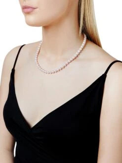 14K White Gold & 6.5 MM Akoya Pearl Necklace -Fashion Jewelry & Accessories 0400015496942 A2