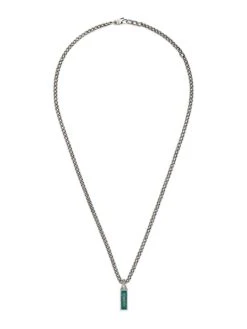 Gucci Tag Sterling Silver Enamel Necklace