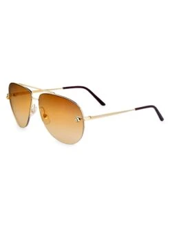Panthère De Cartier 60MM Aviator Sunglasses -Fashion Jewelry & Accessories 0400015606519 GOLD A1