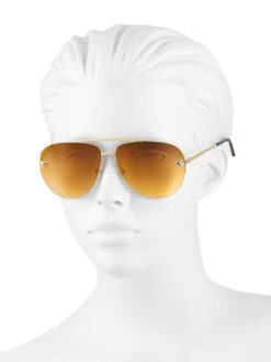 Panthère De Cartier 60MM Aviator Sunglasses -Fashion Jewelry & Accessories 0400015606519 GOLD A3