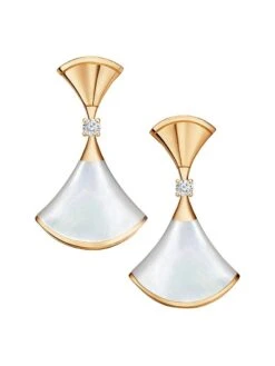 Bvlgari Divas' Dream 18K Yellow Gold, Mother-Of-Pearl, & Diamond Drop Earrings