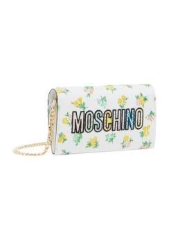 MOSCHINO Teddy Floral-Print Canvas Wallet-On-Chain -Fashion Jewelry & Accessories 0400015720378 A4