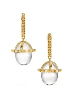 Classic 18K Gold, Diamond & Crystal Granulated Drop Earrings