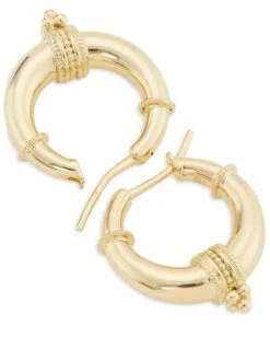 Classic 18K Gold Hellenistic Hoop Earrings -Fashion Jewelry & Accessories 0400015871309 YELLOWGOLD A2