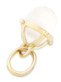 Classic 18K Gold, Diamond & Crystal Small Granulated Amulet -Fashion Jewelry & Accessories 0400015871315 YELLOWGOLD A2