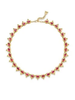 Classic 18K Gold & Pink Tourmaline Temple Classic Necklace