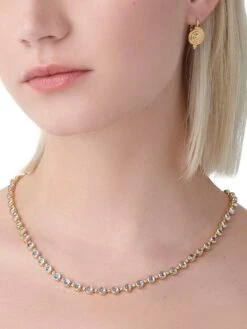 Classic 18K Gold, Diamond & Blue Moonstone Link Necklace -Fashion Jewelry & Accessories 0400015871324 YELLOWGOLD A2