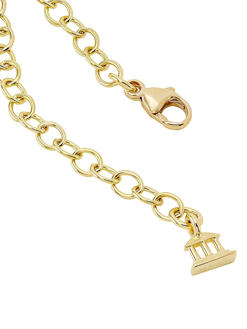 Classic 18K Gold, Diamond & Blue Moonstone Temple One Station Necklace 5 Classic 18K Gold, Diamond & Blue Moonstone Temple One Station Necklace - Image 3