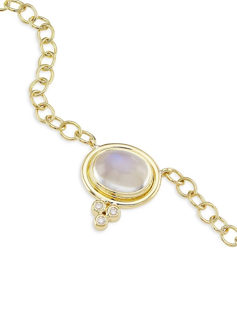 Classic 18K Gold, Diamond & Blue Moonstone Temple One Station Necklace 6 Classic 18K Gold, Diamond & Blue Moonstone Temple One Station Necklace - Image 4