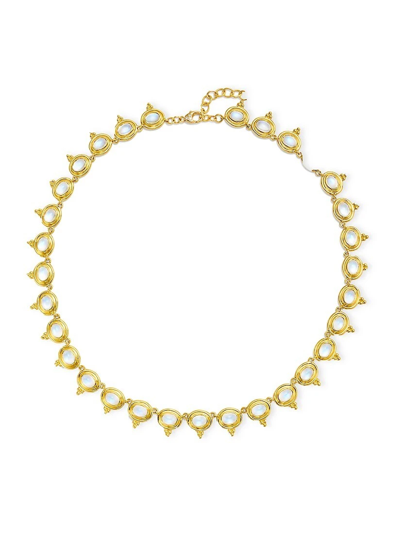 Classic 18K Gold & Blue Moonstone Temple Classic Necklace 3 Classic 18K Gold & Blue Moonstone Temple Classic Necklace