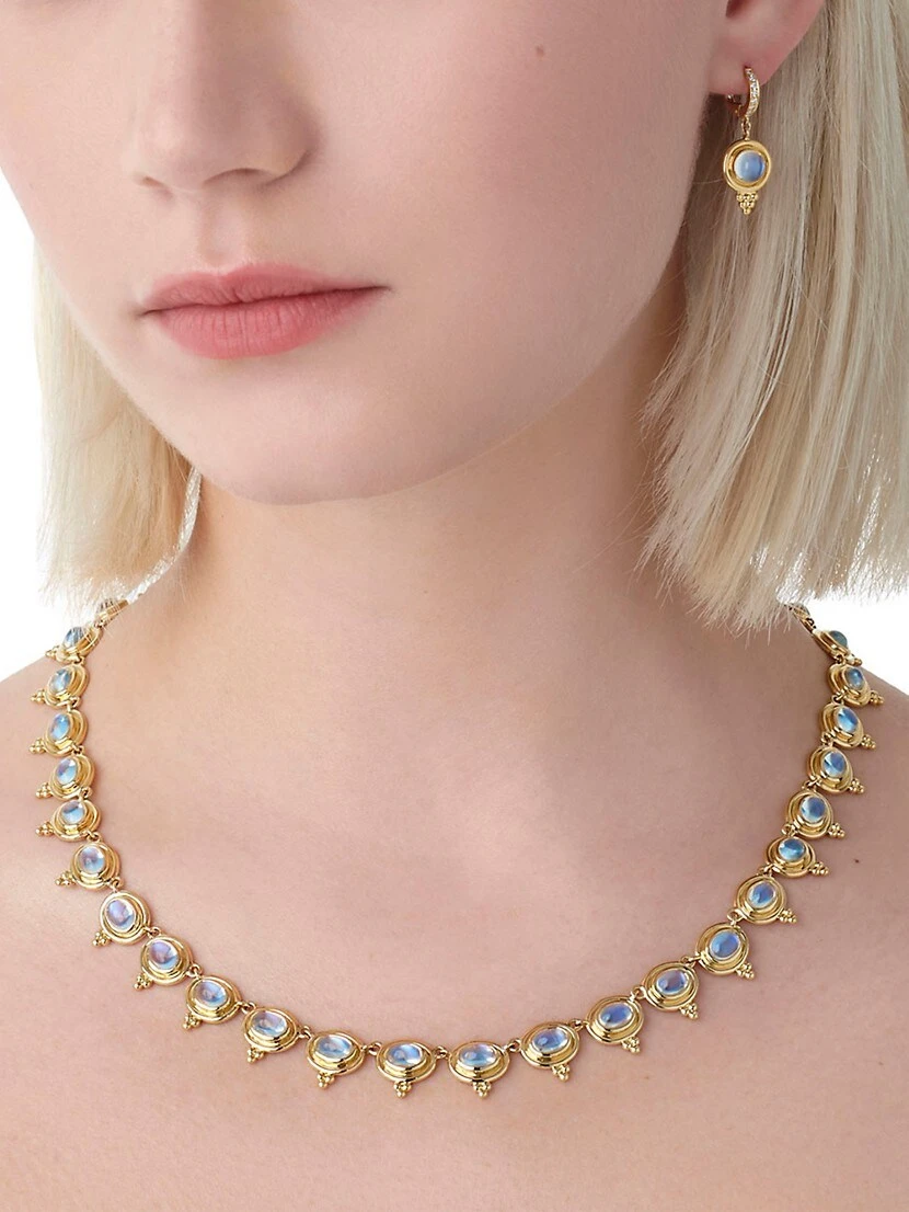 Classic 18K Gold & Blue Moonstone Temple Classic Necklace 4 Classic 18K Gold & Blue Moonstone Temple Classic Necklace - Image 2