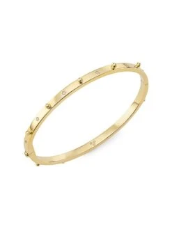 Classic 18K Gold Small Granulated Bangle Bracelet