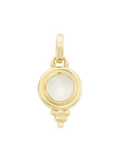 Classic 18K Gold, Diamond & Blue Moonstone Temple Pendant