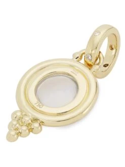 Classic 18K Gold, Diamond & Blue Moonstone Temple Pendant -Fashion Jewelry & Accessories 0400015871338 YELLOWGOLD A2