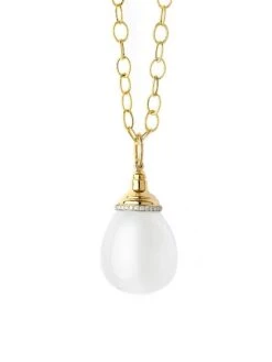Mogul 18K Gold, Diamond & Moon Quartz Drop Pendant