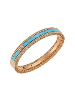 Emily In Paris 18K Rose Gold, Turquoise & Diamond Bangle