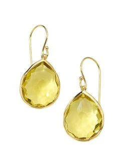 Rock Candy 18K Green Gold & Citrine Medium Teardrop Earrings