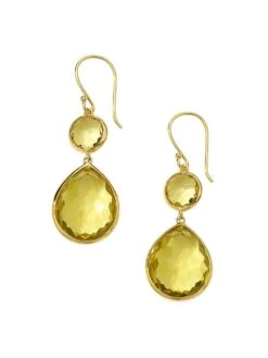 Snowman 18K Green Gold & Citrine Teardrop Earrings