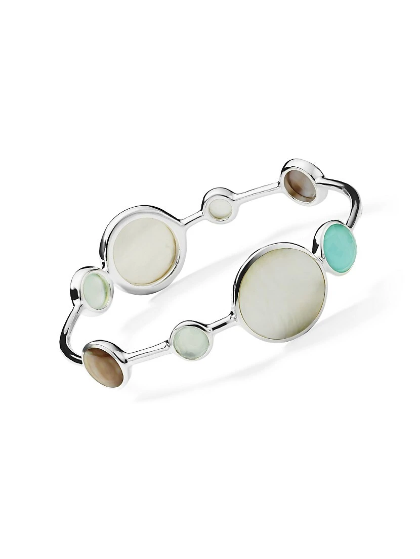 Wonderland Silver, Shell, Rock Crystal & Mother-Of-Pearl Bangle 3 Wonderland Silver, Shell, Rock Crystal & Mother-Of-Pearl Bangle