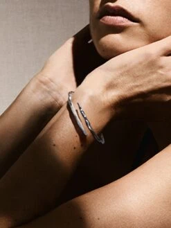 Stardust Sterling Silver & Diamond Hinged Bypass Bangle -Fashion Jewelry & Accessories 0400016068791 SILVER A1