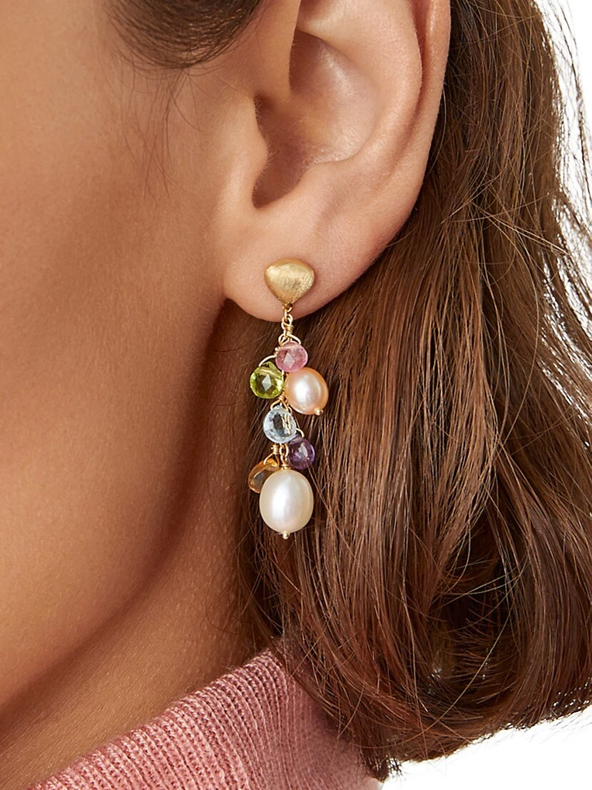 Paradise 18K Yellow Gold & Mixed-Gemstone Drop Earrings 4 Paradise 18K Yellow Gold & Mixed-Gemstone Drop Earrings - Image 2