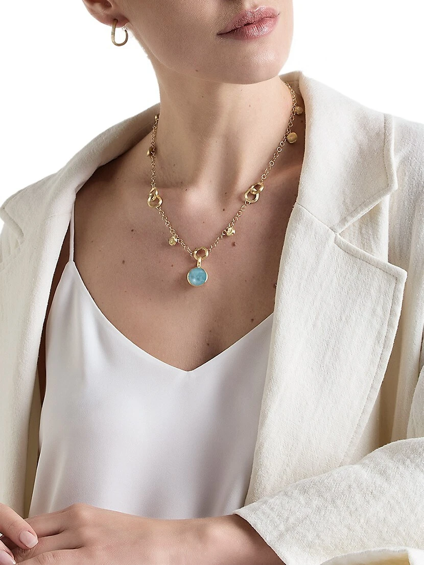 Jaipur Color 18K Yellow Gold & Aquamarine Small Pendant 4 Jaipur Color 18K Yellow Gold & Aquamarine Small Pendant - Image 2