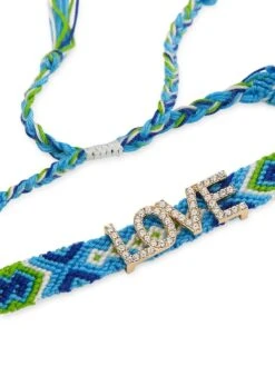 Waikiki Goldtone, Cotton, & Crystal "Love" Charm Bracelet -Fashion Jewelry & Accessories 0400016120510 A3