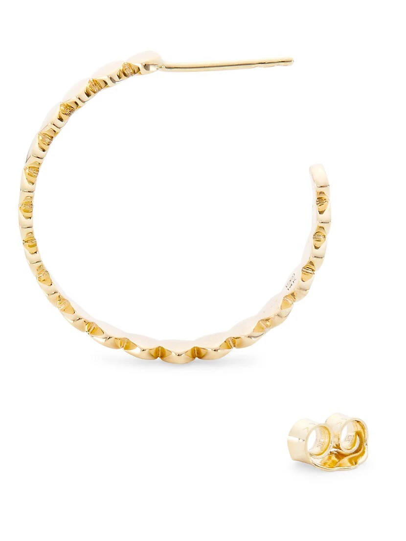 Pure 14K Yellow Gold Medium Marquise Hoop Earrings 5 Pure 14K Yellow Gold Medium Marquise Hoop Earrings - Image 3