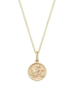 14K Yellow Gold & Diamond Cupid-Coin Pendant Necklace