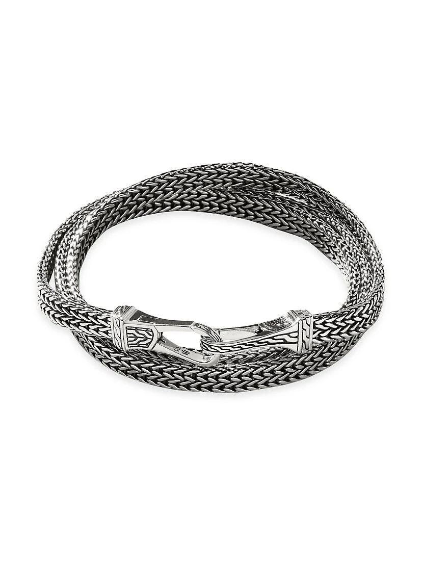 Sterling Silver Rata Chain Wrapped Bracelet 3 Sterling Silver Rata Chain Wrapped Bracelet