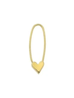 14K Gold Mini Heart Safety Pin Earring