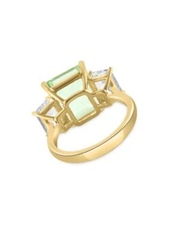 14K Yellow Gold, Green Amethyst & White Topaz Ring -Fashion Jewelry & Accessories 0400016301009 A2